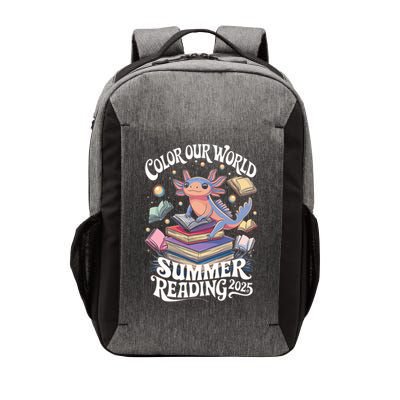 Color Our World Summer Reading 2025 Cute Librarian Axolotl Vector Backpack