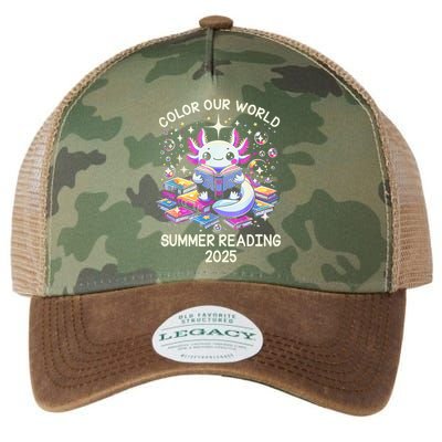 Color Our World Summer Reading Program 2025 Cute Axolotl Gift Legacy Tie Dye Trucker Hat