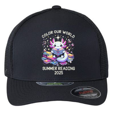 Color Our World Summer Reading Program 2025 Cute Axolotl Gift Flexfit Unipanel Trucker Cap