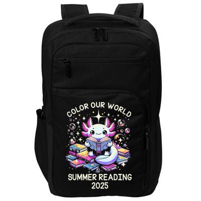 Color Our World Summer Reading Program 2025 Cute Axolotl Gift Impact Tech Backpack