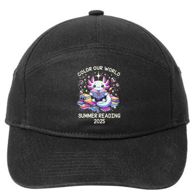Color Our World Summer Reading Program 2025 Cute Axolotl Gift 7-Panel Snapback Hat