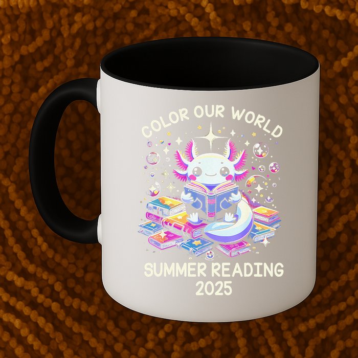 Color Our World Summer Reading Program 2025 Cute Axolotl Gift Mug
