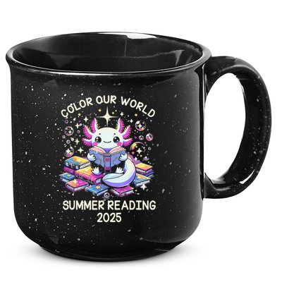 Color Our World Summer Reading Program 2025 Cute Axolotl Gift 15oz Campfire Ceramic Mug