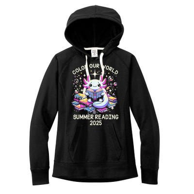 Color Our World Summer Reading Program 2025 Cute Axolotl Gift Women's Fleece Hoodie
