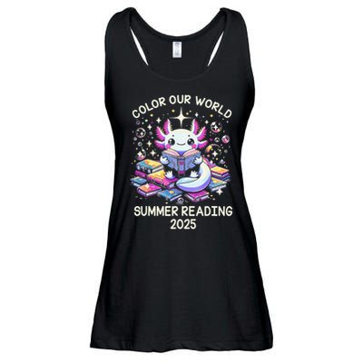 Color Our World Summer Reading Program 2025 Cute Axolotl Gift Ladies Essential Flowy Tank