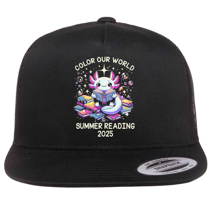 Color Our World Summer Reading Program 2025 Cute Axolotl Gift Flatbill Hat