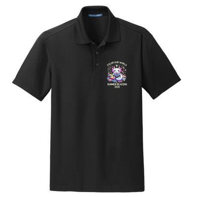 Color Our World Summer Reading Program 2025 Cute Axolotl Gift Dry Zone Grid Polo