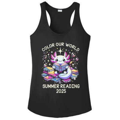 Color Our World Summer Reading Program 2025 Cute Axolotl Gift Ladies PosiCharge Competitor Racerback Tank
