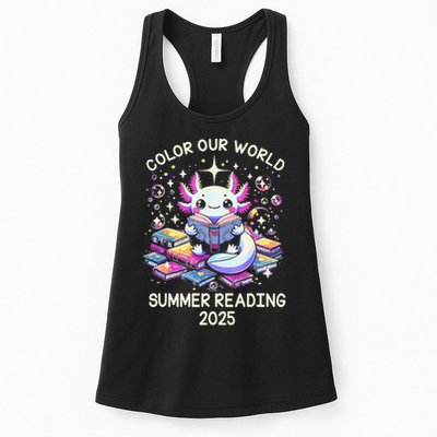 Color Our World Summer Reading Program 2025 Cute Axolotl Gift Womens Tank Top