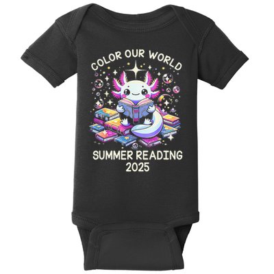 Color Our World Summer Reading Program 2025 Cute Axolotl Gift Baby Bodysuit
