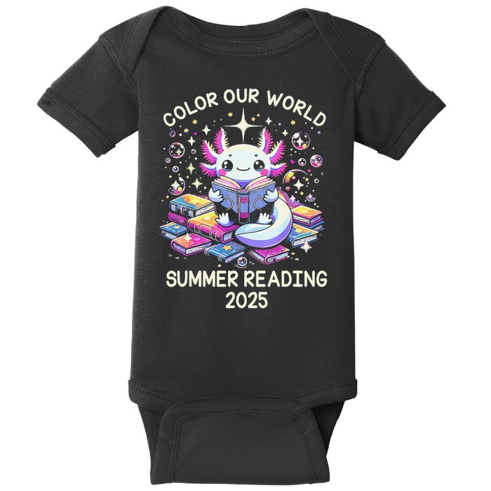 Color Our World Summer Reading Program 2025 Cute Axolotl Gift Baby Bodysuit