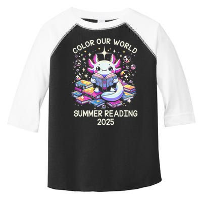 Color Our World Summer Reading Program 2025 Cute Axolotl Gift Toddler Fine Jersey T-Shirt