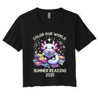 Color Our World Summer Reading Program 2025 Cute Axolotl Gift Crop Top