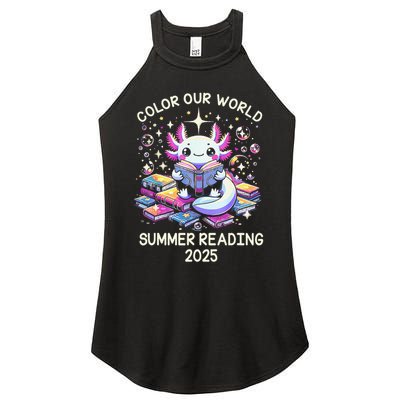 Color Our World Summer Reading Program 2025 Cute Axolotl Gift Women's Perfect Tri Rocker Tank