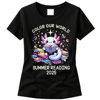 Color Our World Summer Reading Program 2025 Cute Axolotl Gift Womens T-Shirt