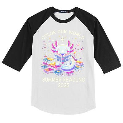 Color Our World Summer Reading Program 2025 Cute Axolotl Gift Kids Colorblock Raglan Jersey