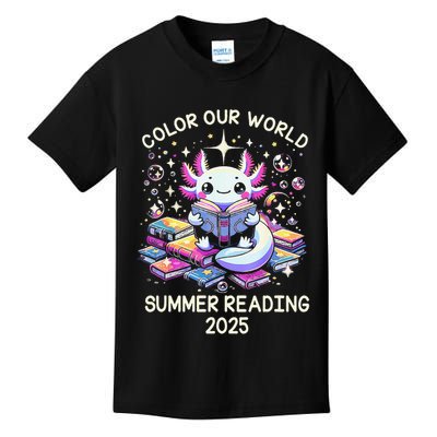 Color Our World Summer Reading Program 2025 Cute Axolotl Gift Kids T-Shirt