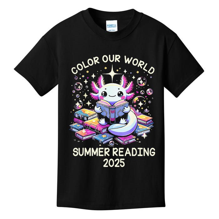 Color Our World Summer Reading Program 2025 Cute Axolotl Gift Kids T-Shirt