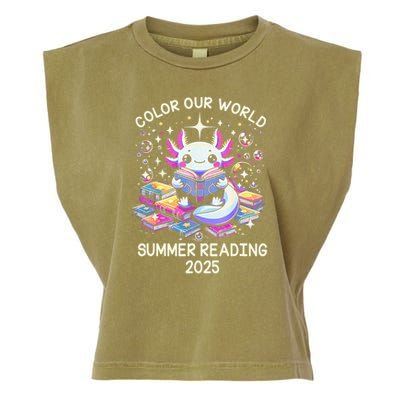 Color Our World Summer Reading Program 2025 Cute Axolotl Gift Garment-Dyed Women's Muscle Tee