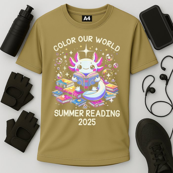 Color Our World Summer Reading Program 2025 Cute Axolotl Gift Performance Shirt