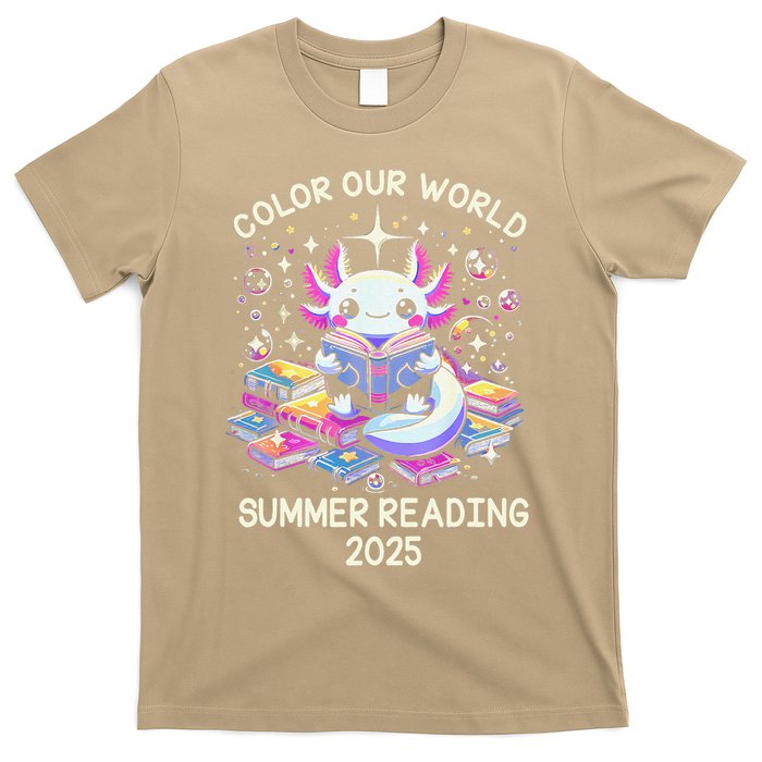 Color Our World Summer Reading Program 2025 Cute Axolotl Gift T-Shirt