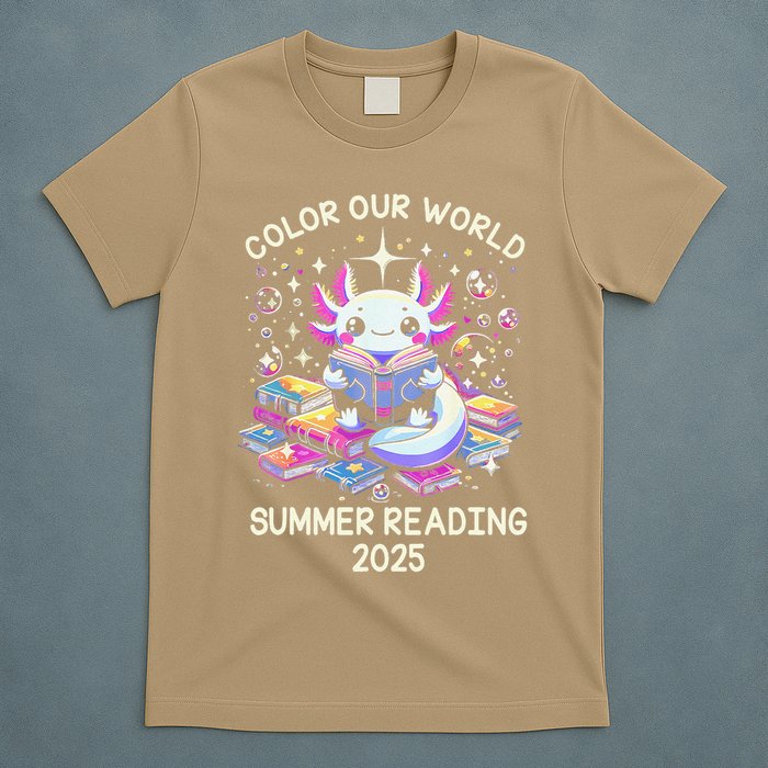 Color Our World Summer Reading Program 2025 Cute Axolotl Gift T-Shirt