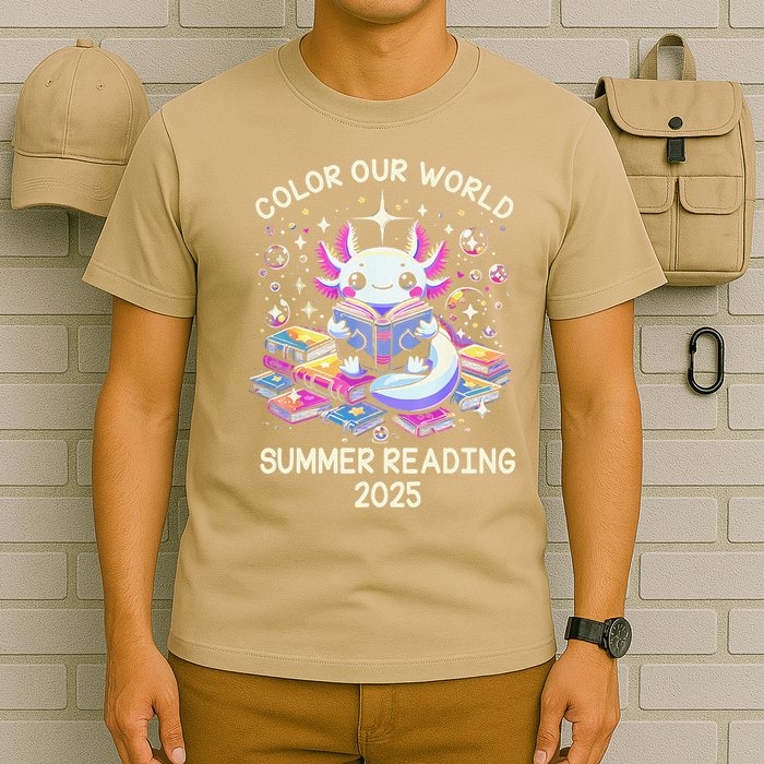 Color Our World Summer Reading Program 2025 Cute Axolotl Gift T-Shirt