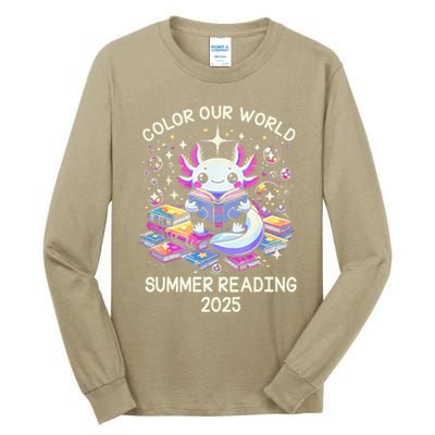 Color Our World Summer Reading Program 2025 Cute Axolotl Gift Tall Long Sleeve T-Shirt