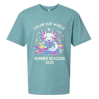 Color Our World Summer Reading Program 2025 Cute Axolotl Gift Sueded Cloud Jersey T-Shirt
