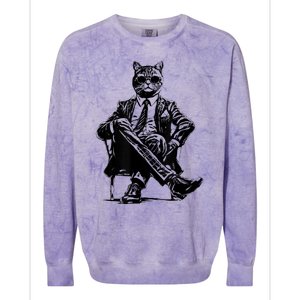 Cat Of Wall Street Funny Cat Colorblast Crewneck Sweatshirt