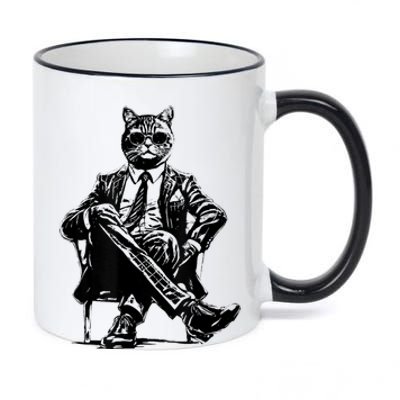 Cat Of Wall Street Funny Cat 11oz Black Color Changing Mug