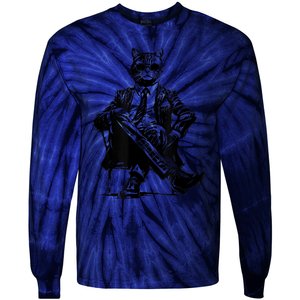 Cat Of Wall Street Funny Cat Tie-Dye Long Sleeve Shirt