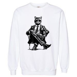 Cat Of Wall Street Funny Cat Garment-Dyed Sweatshirt