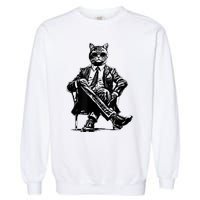 Cat Of Wall Street Funny Cat Garment-Dyed Sweatshirt