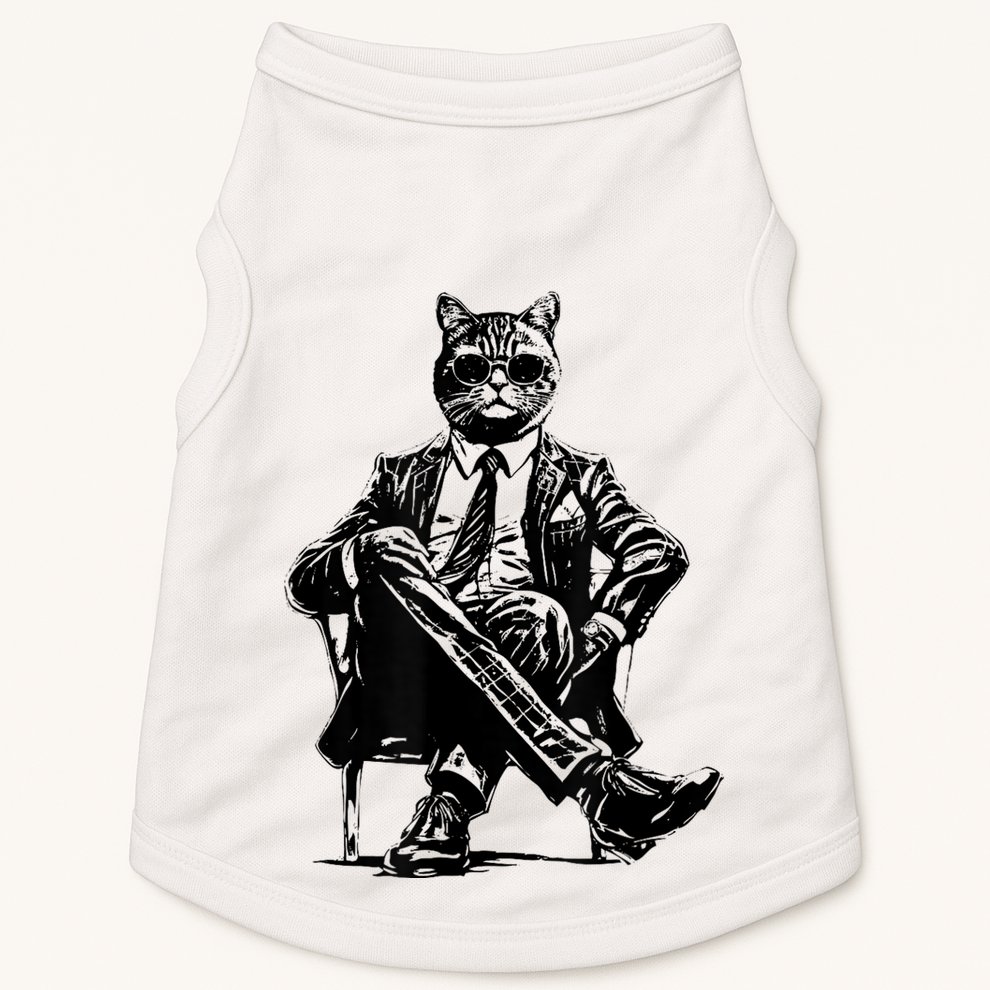 Cat Of Wall Street Funny Cat Doggie Tank