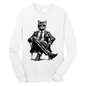 Cat Of Wall Street Funny Cat Long Sleeve Shirt