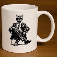 Cat Of Wall Street Funny Cat 11oz C Handle Ceramic Mug