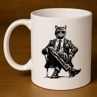 Cat Of Wall Street Funny Cat 11oz C Handle Ceramic Mug