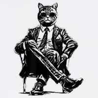 Cat Of Wall Street Funny Cat 11oz C Handle Ceramic Mug