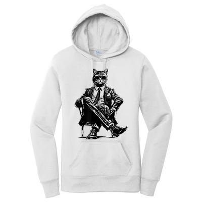 Cat Of Wall Street Funny Cat Women's Pullover Hoodie