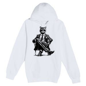 Cat Of Wall Street Funny Cat Premium Pullover Hoodie