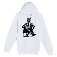 Cat Of Wall Street Funny Cat Premium Pullover Hoodie