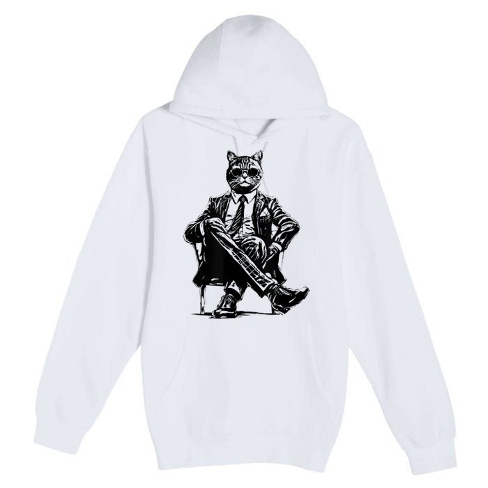 Cat Of Wall Street Funny Cat Premium Pullover Hoodie