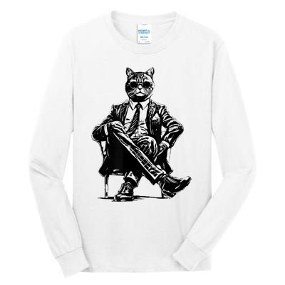 Cat Of Wall Street Funny Cat Tall Long Sleeve T-Shirt