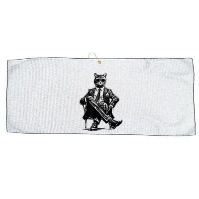 Cat Of Wall Street Funny Cat Large Microfiber Waffle Golf Towel