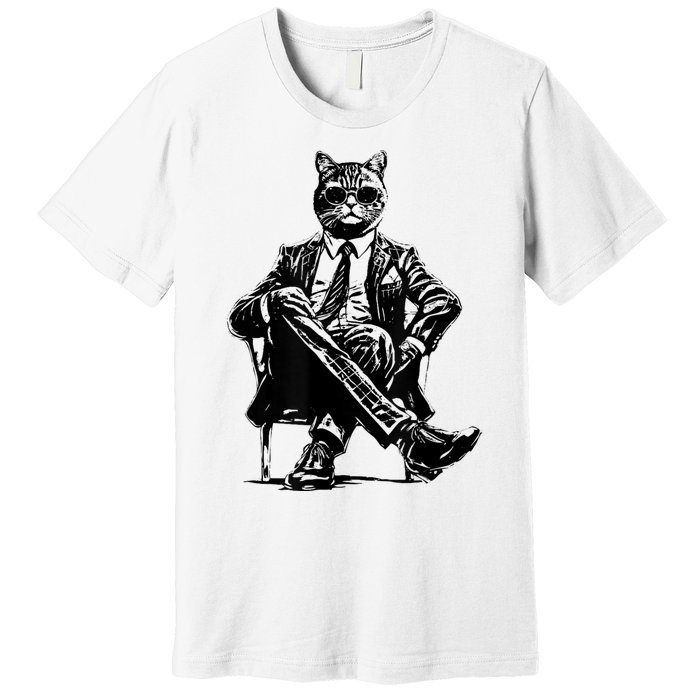 Cat Of Wall Street Funny Cat Premium T-Shirt