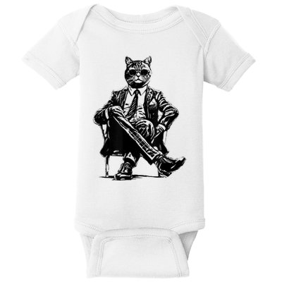 Cat Of Wall Street Funny Cat Baby Bodysuit