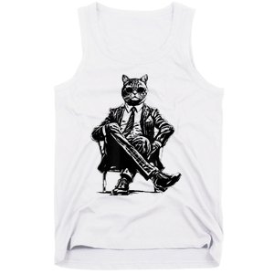 Cat Of Wall Street Funny Cat Tank Top