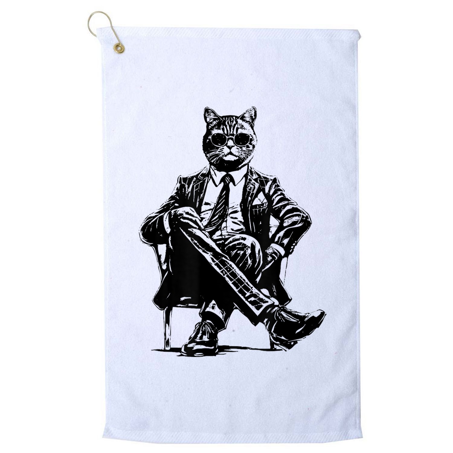 Cat Of Wall Street Funny Cat Golf Towel