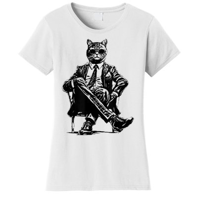 Cat Of Wall Street Funny Cat Women's T-Shirt